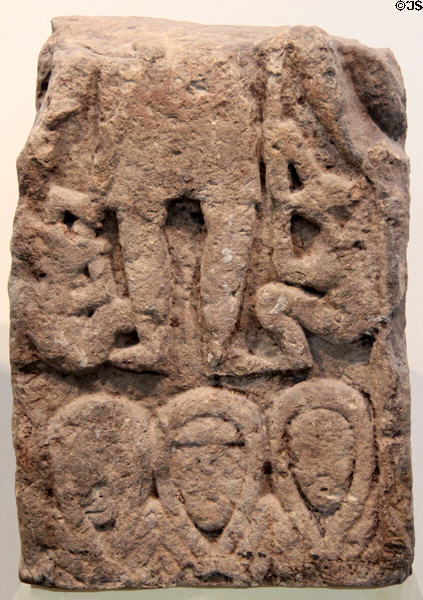 Pictish stone carved with crucifixion scene (c1000) from Abernethy at National Museum of Scotland. Edinburgh, Scotland.