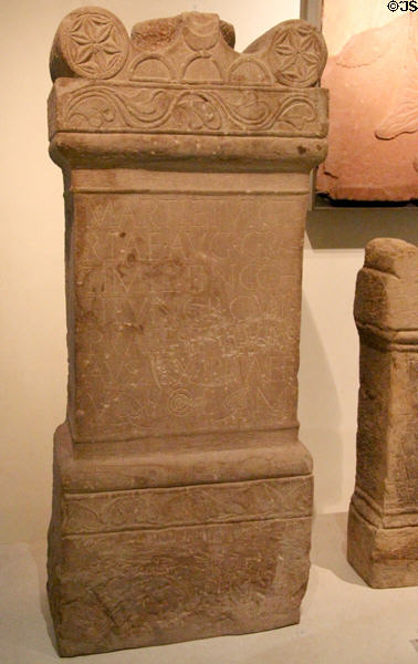 Roman stone altar to Mars & Emperor's Victory from Birrens at National Museum of Scotland. Edinburgh, Scotland.