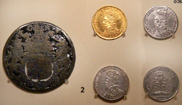 King Charles I medals & coins at National Museum of Scotland. Edinburgh, Scotland.