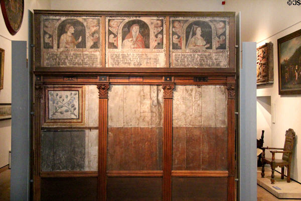 Screen (1629) painted with prophetic sibyls for house of an advocate in Stirling, Scotland at National Museum of Scotland. Edinburgh, Scotland.