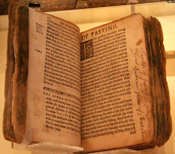 Church of Scotland Book of Common Order or Knox's Liturgy (1602) printed in the Netherlands at National Museum of Scotland. Edinburgh, Scotland.