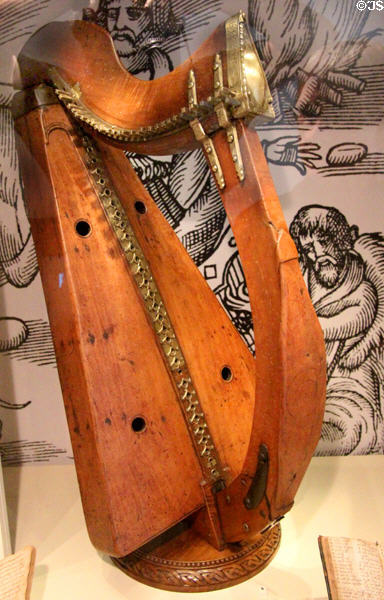 Clarsach (Lamont harp) (c1500) from West Highlands, Scotland at National Museum of Scotland. Edinburgh, Scotland.