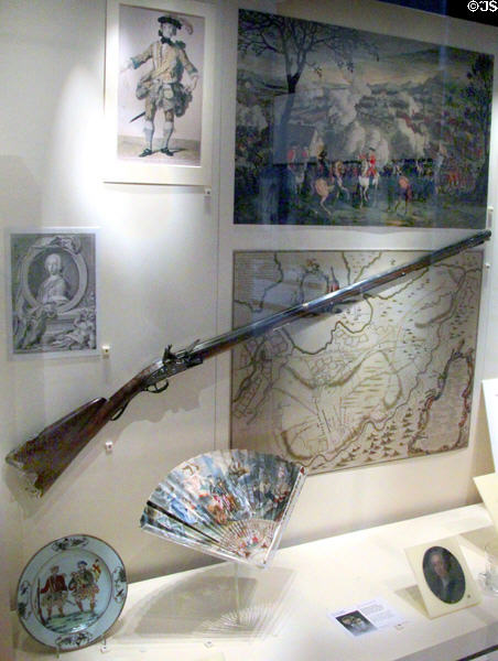 Objects related to battle of Culloden (April 16, 1746) where army of Bonnie Prince Charlie was defeated by English troops at National Museum of Scotland. Edinburgh, Scotland.
