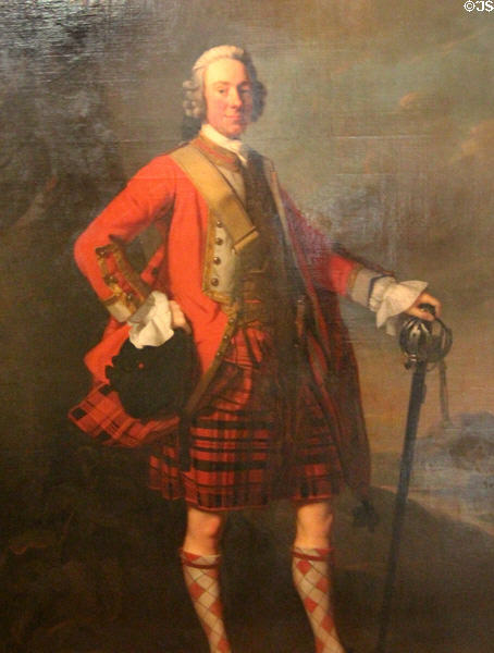 Portrait of John Campbell, 4th Earl of Loudoun in Highland military dress (1747) by Allan Ramsay at National Museum of Scotland. Edinburgh, Scotland.
