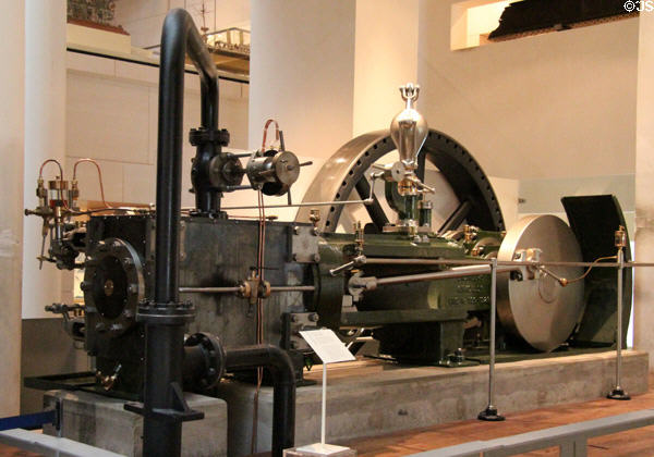 Corliss steam engine (1923 based on 1860s design) by Douglas & Grant of Kirkcaldy at National Museum of Scotland. Edinburgh, Scotland.