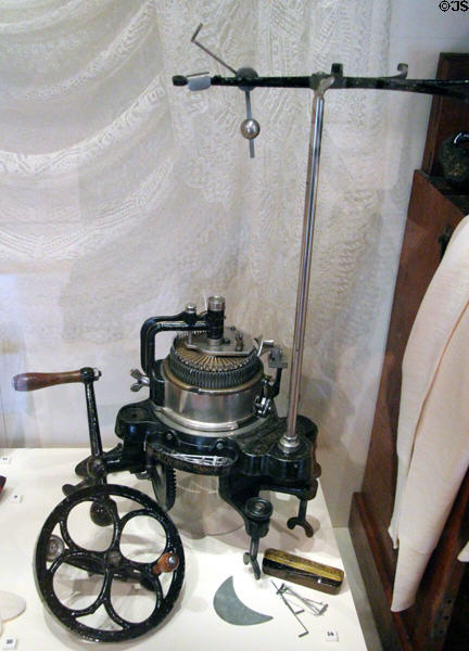 Circular knitting machine (late 19thC) by Automatic Knitting Machine Co. at National Museum of Scotland. Edinburgh, Scotland.