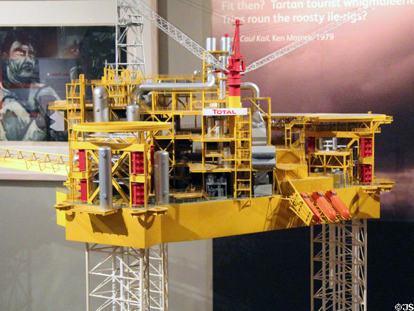 Model of Elgin wellhead & PUQ platform (2001) for North Sea oil production at National Museum of Scotland. Edinburgh, Scotland.