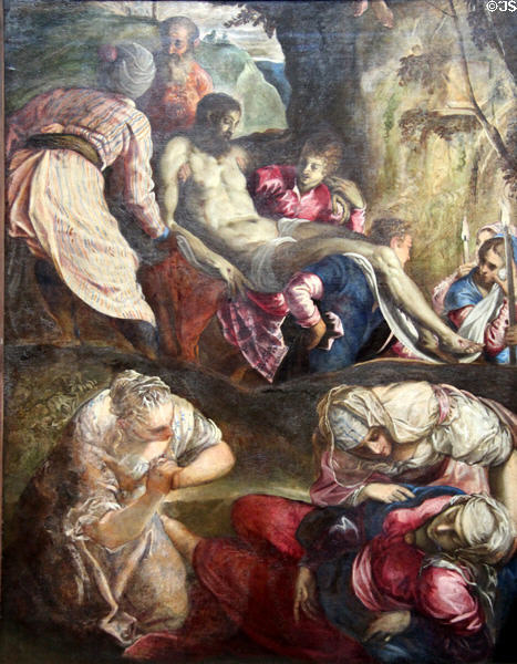 Christ Carried to the Tomb painting (c1563-5) by Jacopo Tintoretto at National Gallery of Scotland. Edinburgh, Scotland.