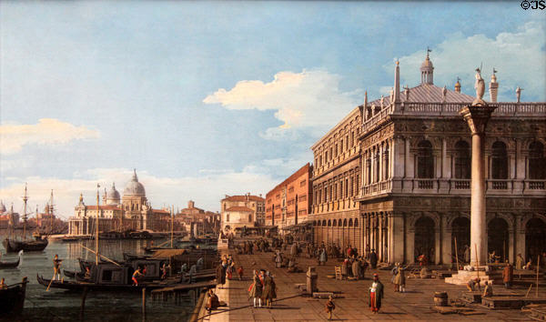 Molo, Venice, looking West painting (c1745) by Antonio Canaletto at National Gallery of Scotland. Edinburgh, Scotland.