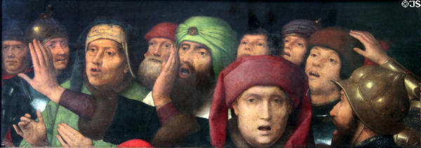 Jeering Crowd fragment of Mocking of Christ painting (c1485-90) by Hans Memling at National Gallery of Scotland. Edinburgh, Scotland.