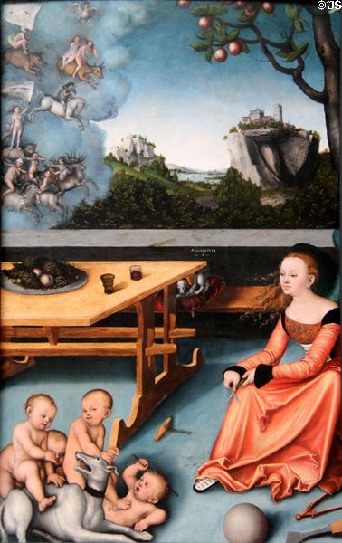 Allegory of Melancholy painting (1528) by Lucas Cranach at National Gallery of Scotland. Edinburgh, Scotland.