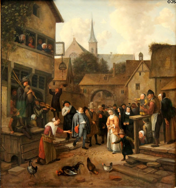 Village Wedding painting (c1655-60) by Jan Steen at National Gallery of Scotland. Edinburgh, Scotland.