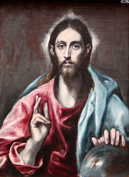 Savior of the World painting (c1600) by El Greco at National Gallery of Scotland. Edinburgh, Scotland.