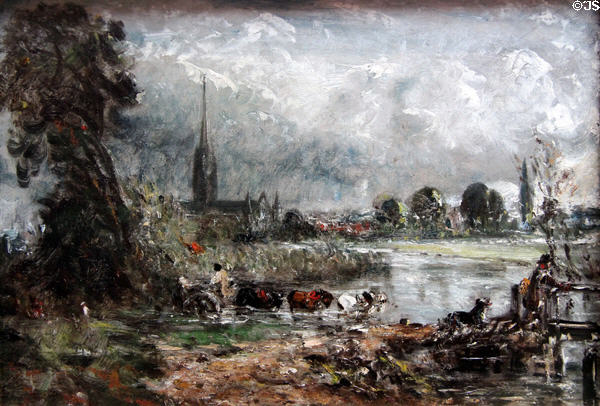 Salisbury Cathedral from Meadows painting (c1829) by John Constable at National Gallery of Scotland. Edinburgh, Scotland.