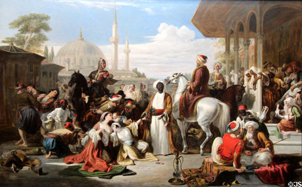 Slave Market in Constantinople painting (1838) by Sir William Allan at National Gallery of Scotland. Edinburgh, Scotland.