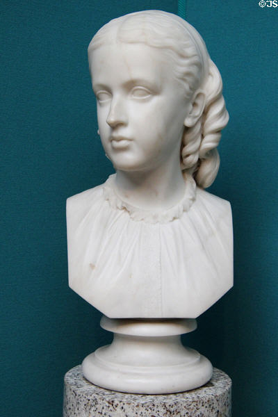 A Scots Girl marble bust (1869) by William Brodie at National Gallery of Scotland. Edinburgh, Scotland.