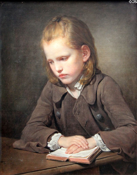 Boy with Lesson Book painting (1757) by Jean-Baptiste Greuze at National Gallery of Scotland. Edinburgh, Scotland.