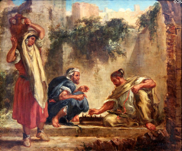 Arabs Playing Chess painting (1847) by Eugène Delacroix at National Gallery of Scotland. Edinburgh, Scotland.