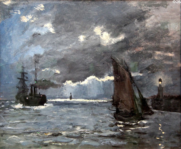 Seascape, Shipping by Moonlight painting (c1864) by Claude Monet at National Gallery of Scotland. Edinburgh, Scotland.