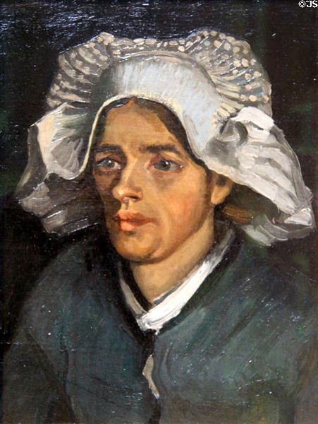 Head of Peasant Woman painting (1885) by Vincent van Gogh at National Gallery of Scotland. Edinburgh, Scotland.