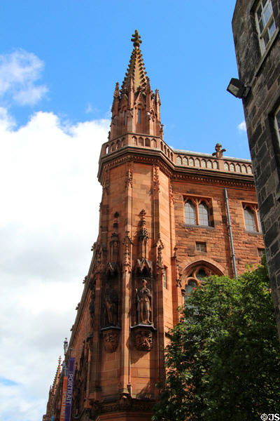 Corner tower at National Portrait Gallery of Scotland. Edinburgh, Scotland.