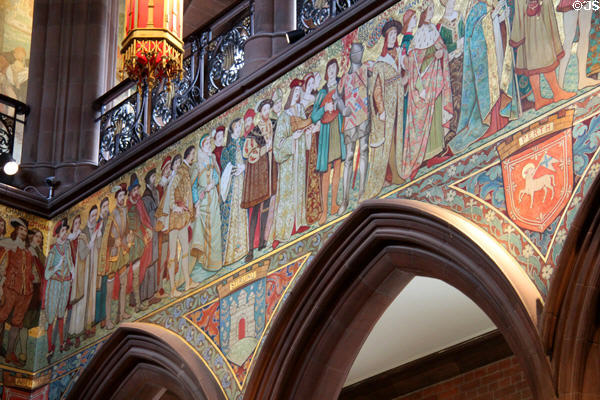 Processional frieze by William Hole in main hall at National Portrait Gallery of Scotland. Edinburgh, Scotland.