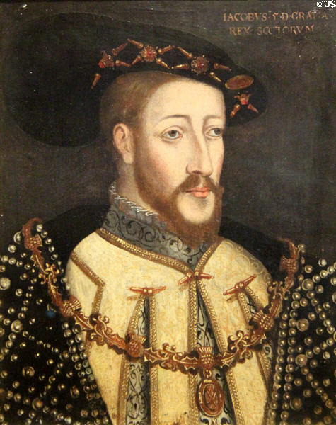James V (1512-42) (King of Scotland & father of Mary Queen of Scots) portrait (c1579) by unknown at National Portrait Gallery of Scotland. Edinburgh, Scotland.