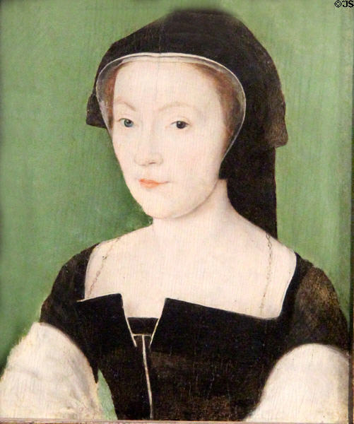 Mary of Guise (1515-60) (Queen of King James V of Scotland & mother of Mary Queen of Scots) portrait (c1537) by Corneille de Lyon at National Portrait Gallery of Scotland. Edinburgh, Scotland.