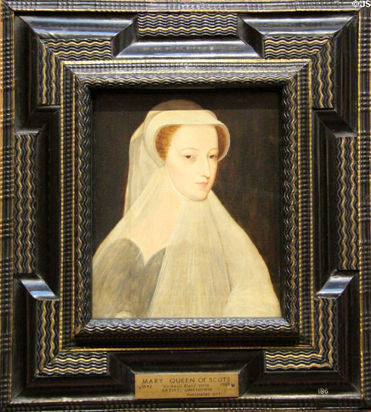 Mary Queen of Scots (1542-87) portrait in frame (19thC) after François Clouet at National Portrait Gallery of Scotland. Edinburgh, Scotland.