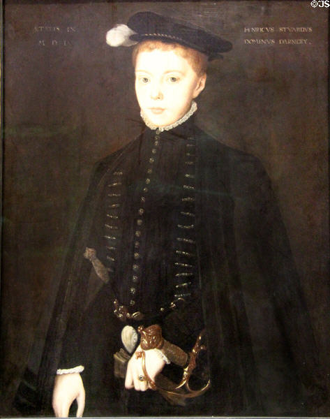 Henry Stuart, Lord Darnley (1545-67) (murdered husband of Mary Queen of Scots) portrait (1555) by Hans Eworth at National Portrait Gallery of Scotland. Edinburgh, Scotland.