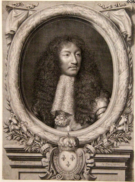 Louis XIV (1638-1715) engraving by Anthony Masson after Charles Le Brun at National Portrait Gallery of Scotland. Edinburgh, Scotland.