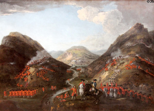 Battle of Glen Shiel June 10, 1719 painting (1719) by Peter Tillemans at National Portrait Gallery of Scotland. Edinburgh, Scotland.