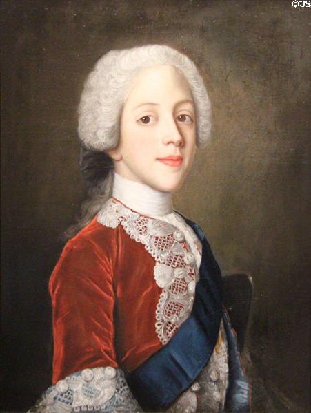 Prince Henry Benedict Stuart (1725-1807, brother of Bonnie Prince Charlie) portrait (1737) after Jean-Etienne Liotard at National Portrait Gallery of Scotland. Edinburgh, Scotland.