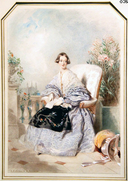 Queen Victoria watercolor (1838) by Alfred Edward Chalon at National Portrait Gallery of Scotland. Edinburgh, Scotland.