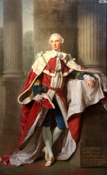 John Stuart, 3rd Earl of Bute portrait (1758) by Allan Ramsay at National Portrait Gallery of Scotland. Edinburgh, Scotland.