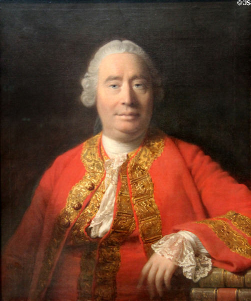 Scottish philosopher David Hume portrait (1766) by Allan Ramsay at National Portrait Gallery of Scotland. Edinburgh, Scotland.