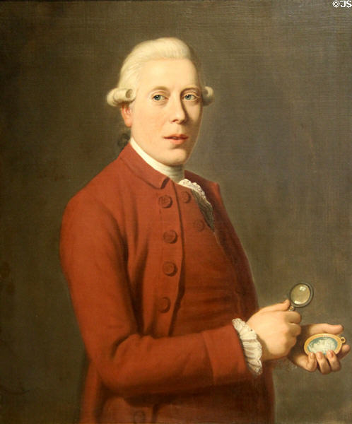 James Tassie, inventor of hard paste used to make replicas of cameos, portrait (1781) by David Allan at National Portrait Gallery of Scotland. Edinburgh, Scotland.