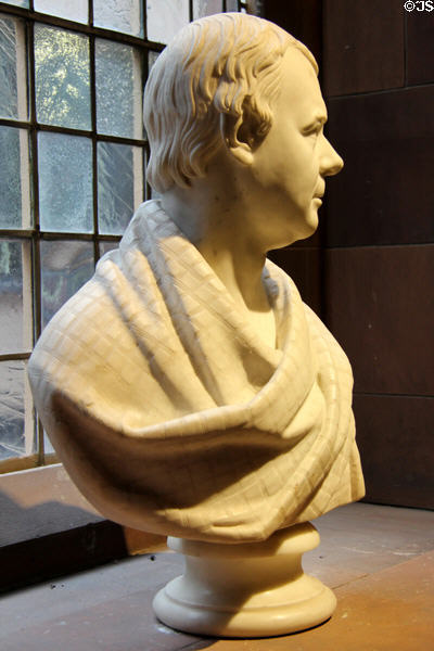 Sir Walter Scott marble bust (1828) by Sir Francis Chantrey at National Portrait Gallery of Scotland. Edinburgh, Scotland.