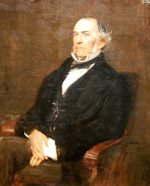 Prime Minister William Ewart Gladstone portrait (1879) by Franz-Seraph von Lenbach at National Portrait Gallery of Scotland. Edinburgh, Scotland.