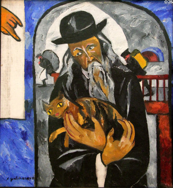 Rabbi with Cat painting (c1912) by Natalya Goncharova at Scottish National Gallery of Modern Art. Edinburgh, Scotland.