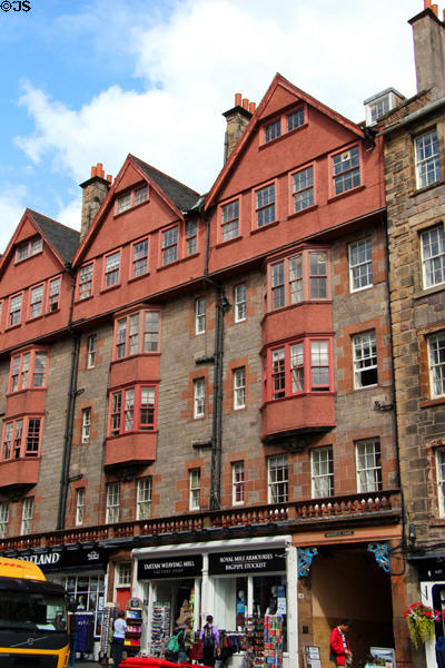 Gabled buildings fronting Wardrop's Court on Royal Mile. Edinburgh, Scotland.