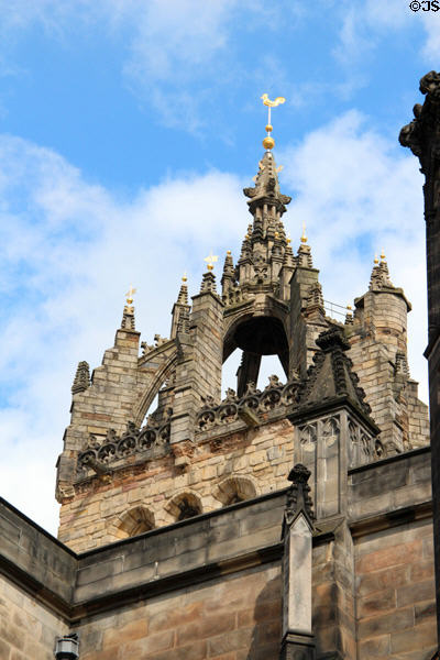 Scottish crown steeple (late 15thC) of St Giles Cathedral. Edinburgh, Scotland.