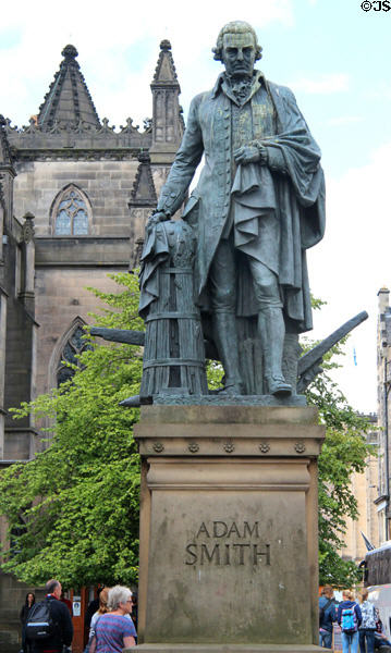 Statue of Adam Smith beside St Giles Cathedral. Edinburgh, Scotland.