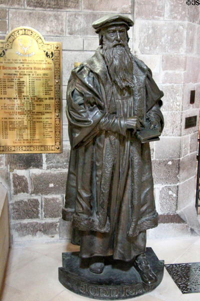 Statue of John Knox (1906) by Pittendrigh MacGillivray at St Giles Cathedral. Edinburgh, Scotland.
