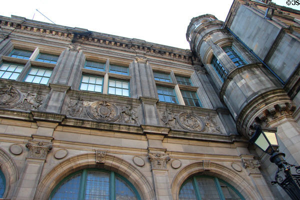 Facade of Central Library (1887-90) (George IV Bridge St.) given by Carnegie. Edinburgh, Scotland.