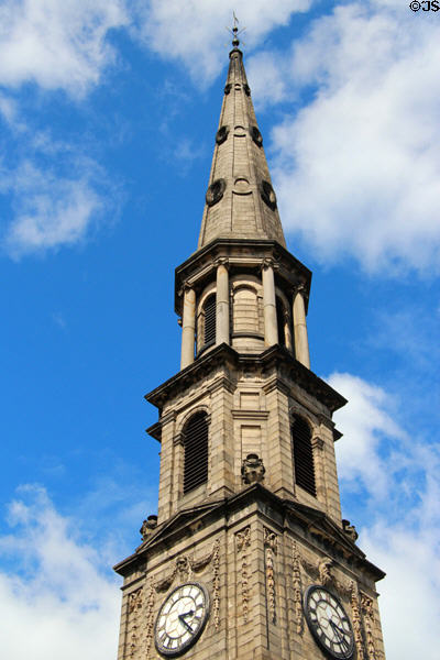 Steeple of St Andrew's & St George's Church (1787) on George Street. Edinburgh, Scotland. Architect: Alexander Stevens.