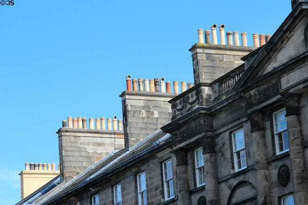 Chimney pots atop Georgian row on Charlotte Square. Edinburgh, Scotland. Architect: Robert Adam.