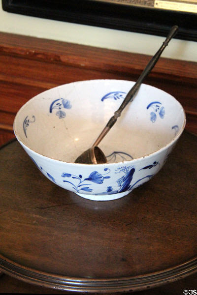 Punch bowl & ladle in dining room at Georgian House museum. Edinburgh, Scotland.