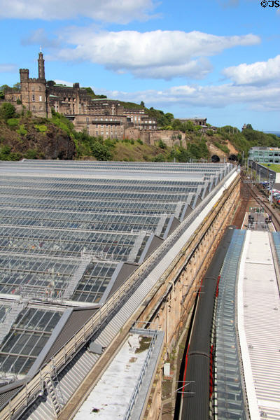 Waverly rail station from North Bridge. Edinburgh, Scotland.