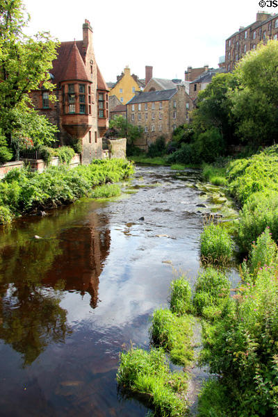 Water of Leith scenery in Dean Village. Edinburgh, Scotland.